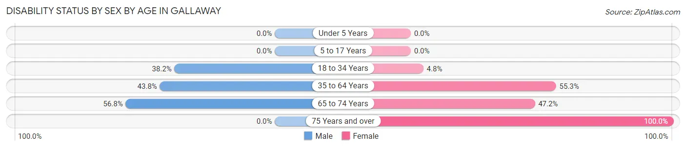 Disability Status by Sex by Age in Gallaway
