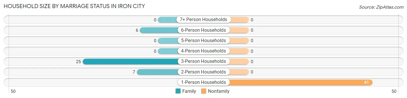 Household Size by Marriage Status in Iron City
