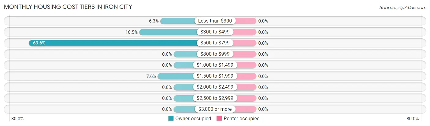 Monthly Housing Cost Tiers in Iron City