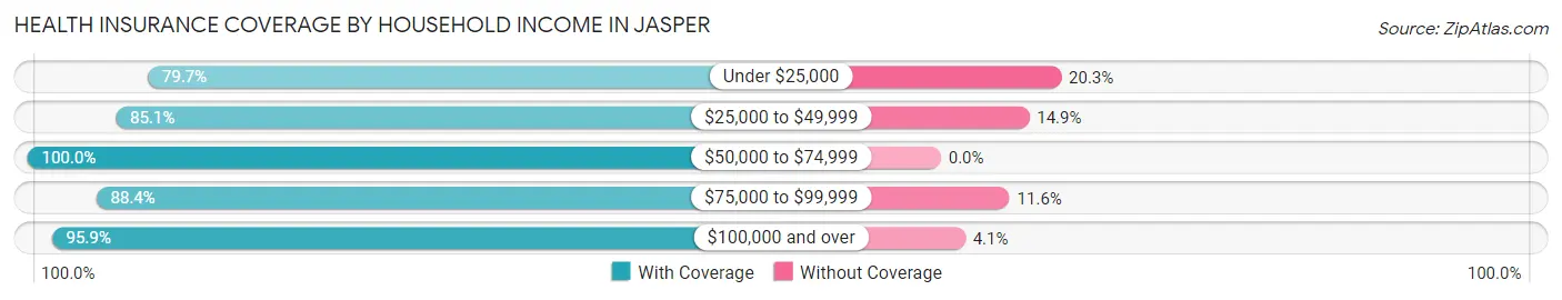 Health Insurance Coverage by Household Income in Jasper