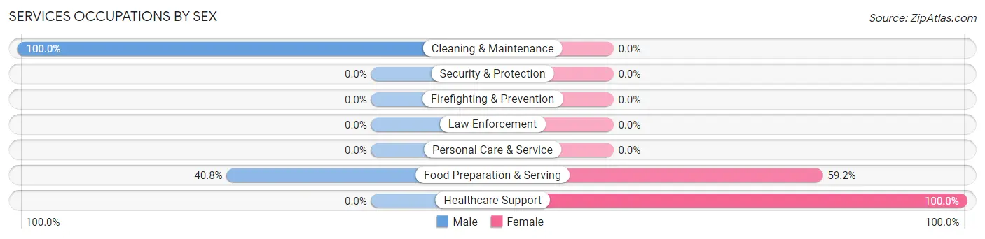 Services Occupations by Sex in John Sevier