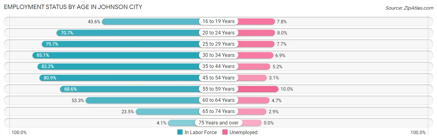 Employment Status by Age in Johnson City