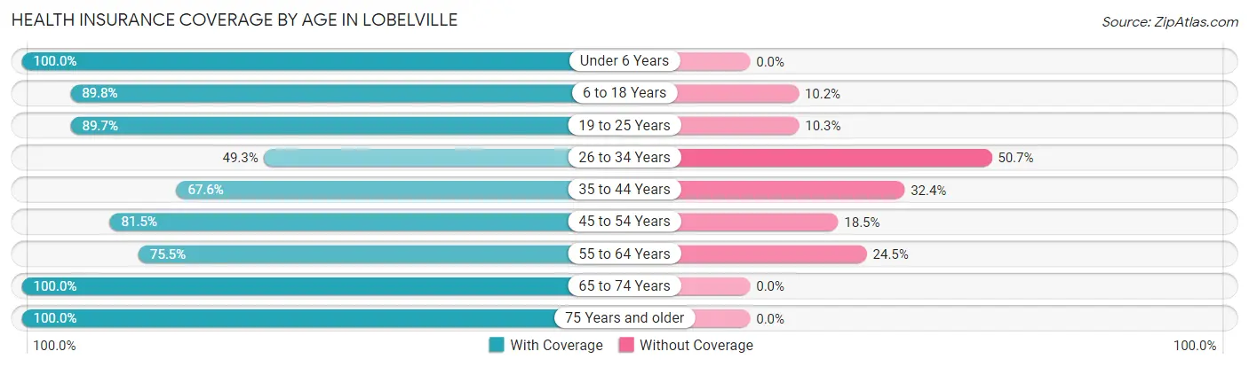 Health Insurance Coverage by Age in Lobelville