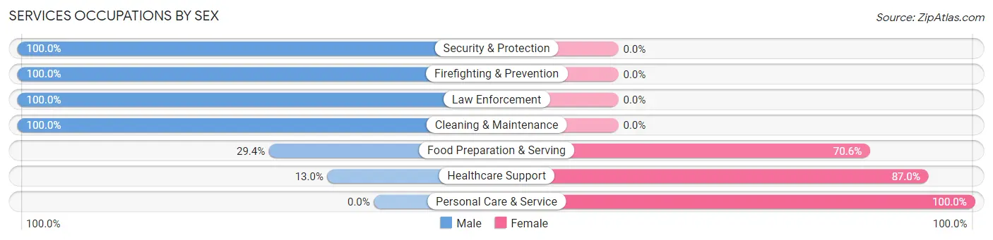 Services Occupations by Sex in Lookout Mountain
