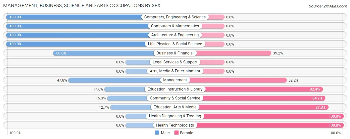 Management, Business, Science and Arts Occupations by Sex in Loudon