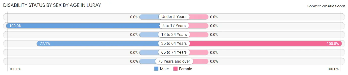 Disability Status by Sex by Age in Luray