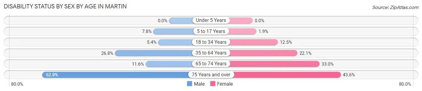 Disability Status by Sex by Age in Martin