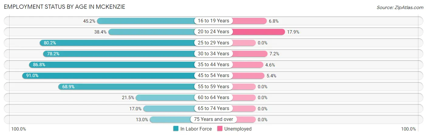Employment Status by Age in McKenzie