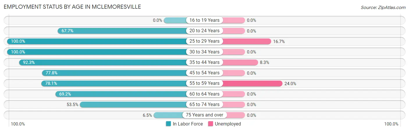 Employment Status by Age in McLemoresville