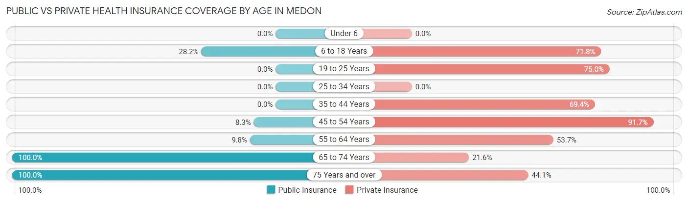 Public vs Private Health Insurance Coverage by Age in Medon