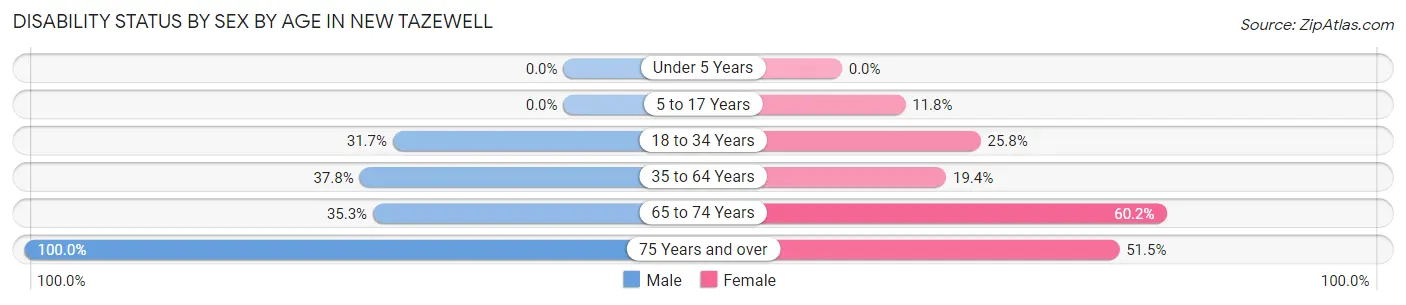 Disability Status by Sex by Age in New Tazewell