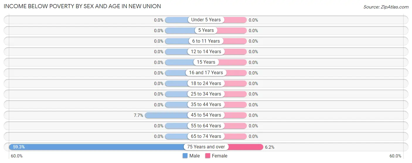 Income Below Poverty by Sex and Age in New Union