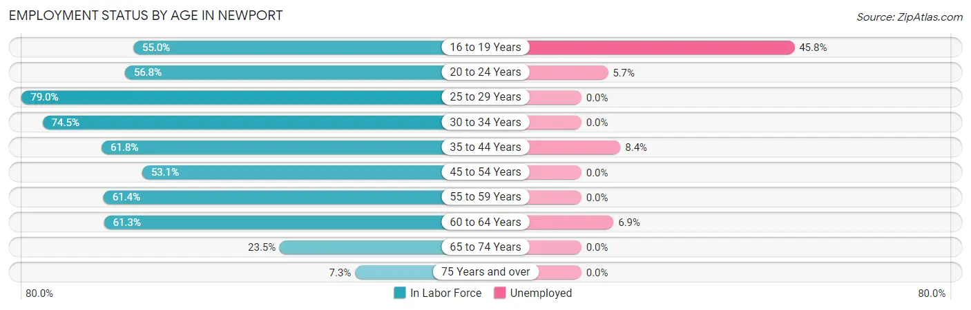 Employment Status by Age in Newport