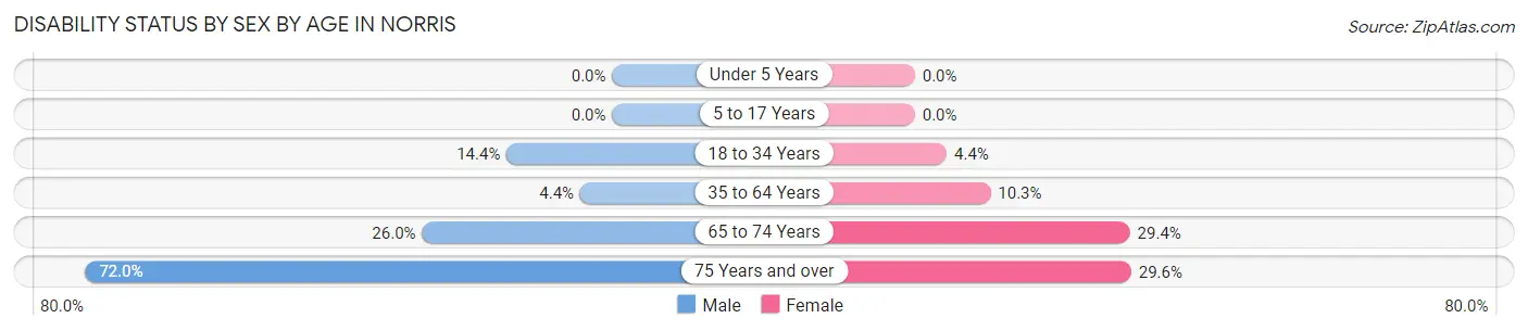 Disability Status by Sex by Age in Norris