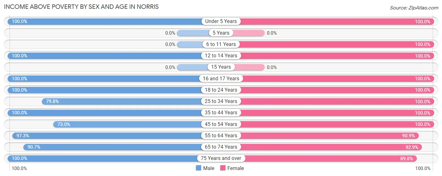 Income Above Poverty by Sex and Age in Norris
