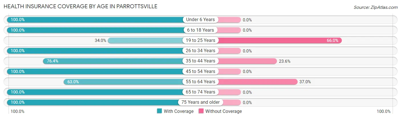 Health Insurance Coverage by Age in Parrottsville