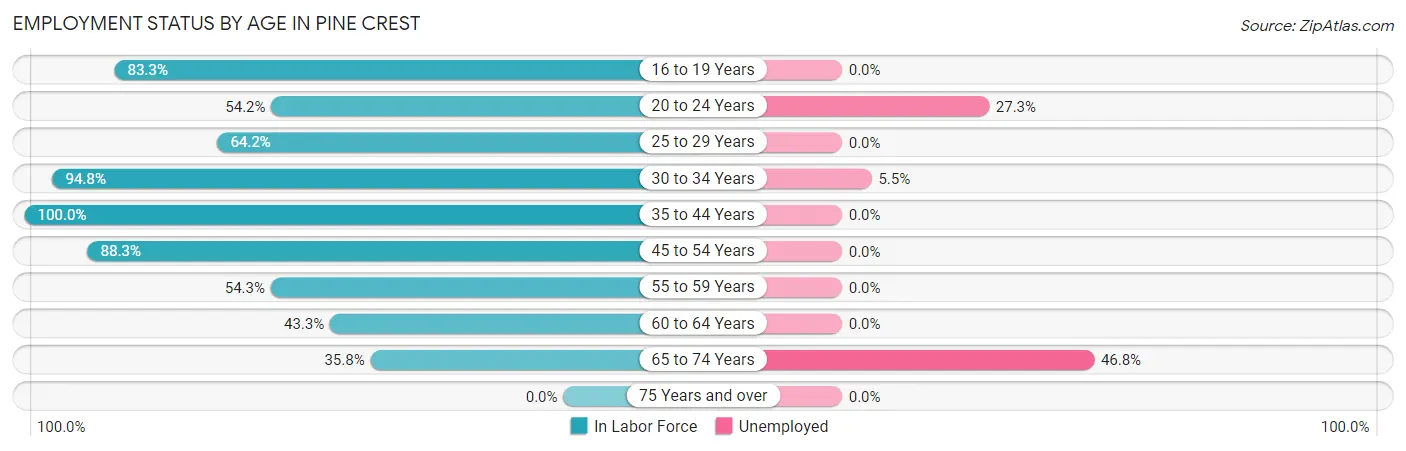 Employment Status by Age in Pine Crest