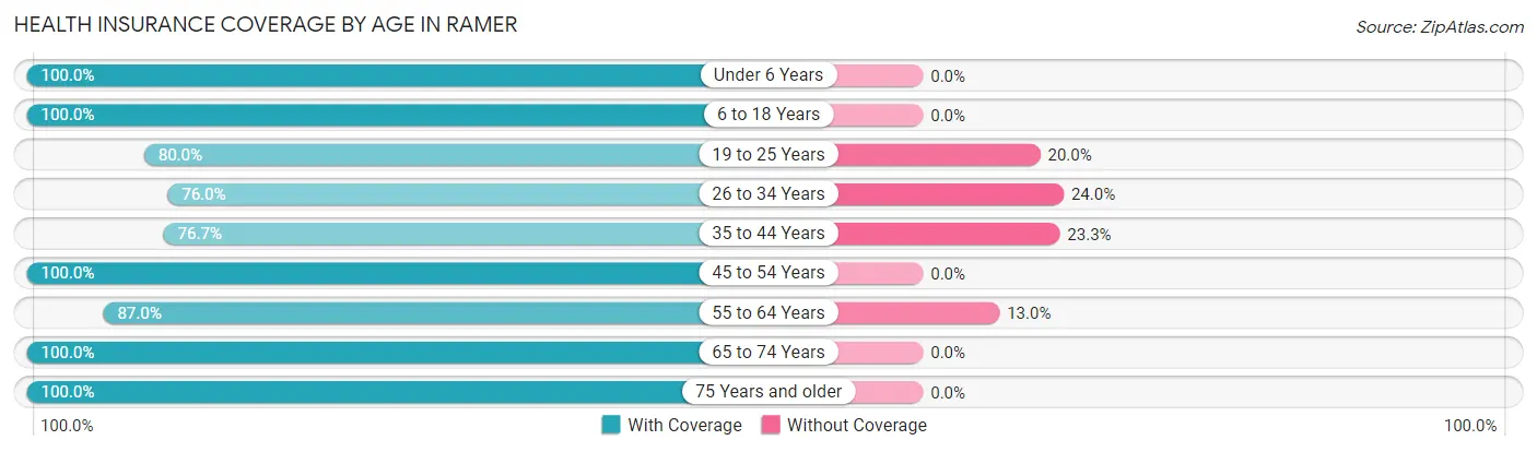 Health Insurance Coverage by Age in Ramer
