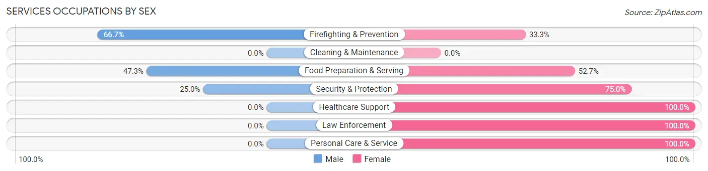 Services Occupations by Sex in Rockford