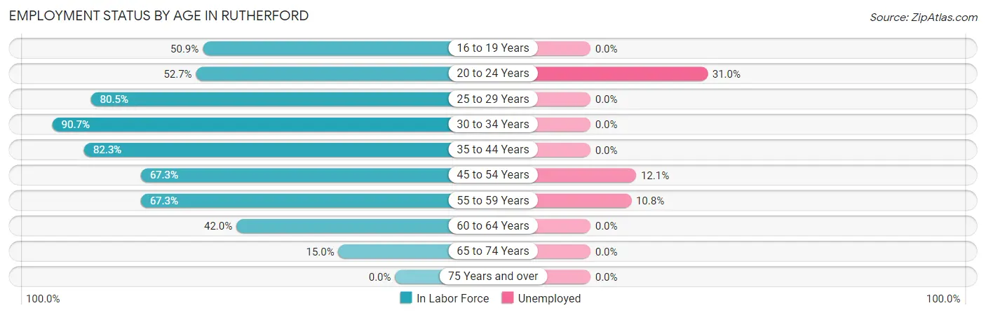 Employment Status by Age in Rutherford