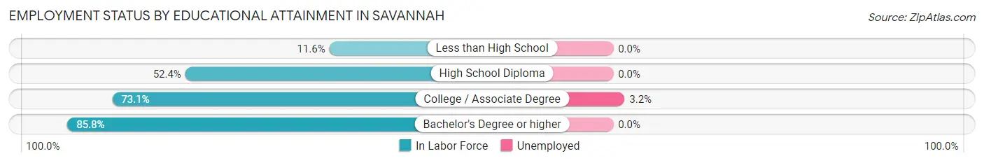 Employment Status by Educational Attainment in Savannah