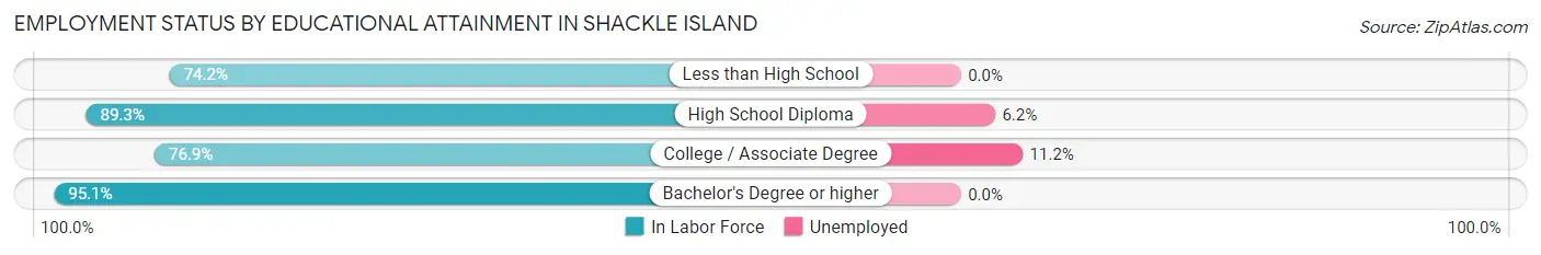 Employment Status by Educational Attainment in Shackle Island