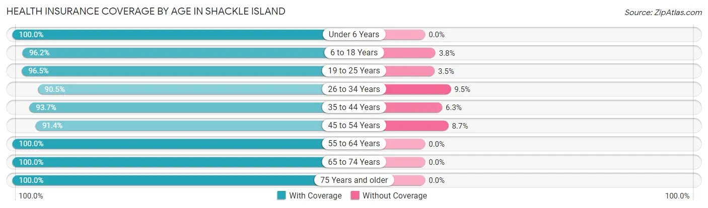 Health Insurance Coverage by Age in Shackle Island