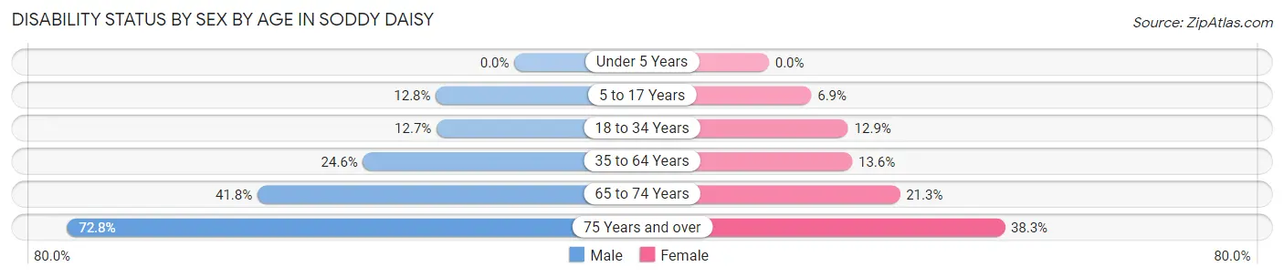 Disability Status by Sex by Age in Soddy Daisy