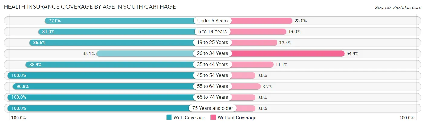 Health Insurance Coverage by Age in South Carthage