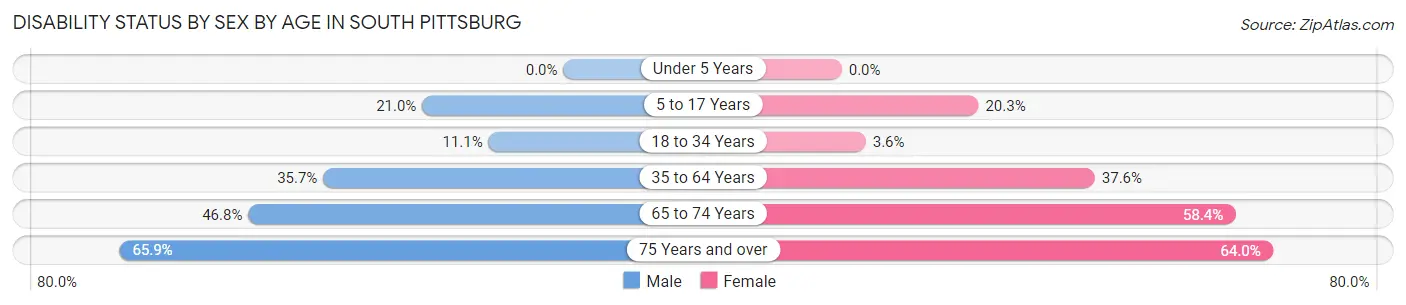 Disability Status by Sex by Age in South Pittsburg