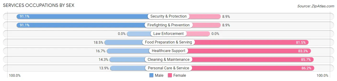 Services Occupations by Sex in South Pittsburg