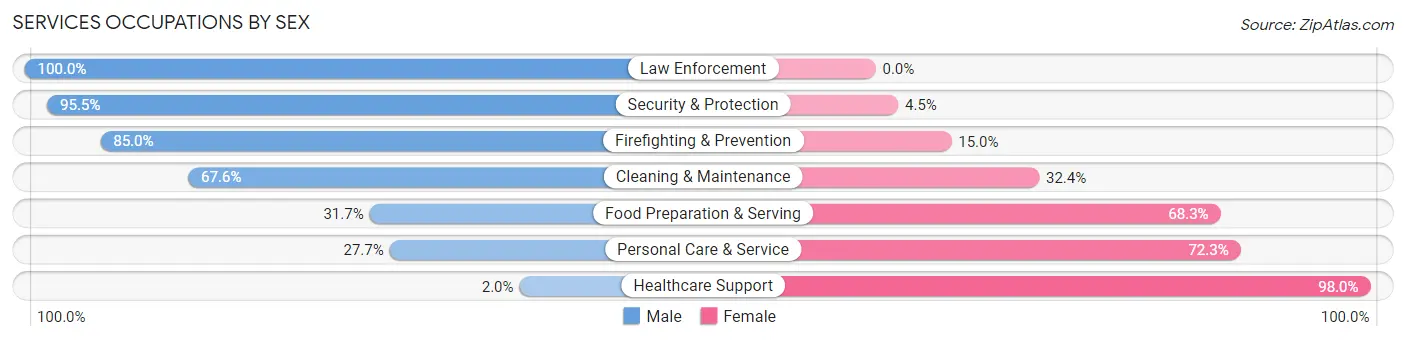 Services Occupations by Sex in Spring Hill