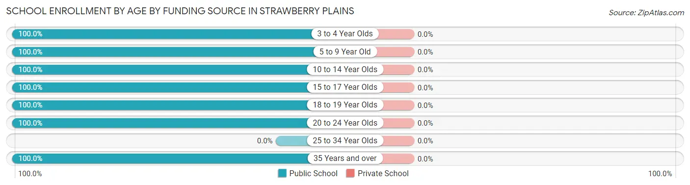 School Enrollment by Age by Funding Source in Strawberry Plains
