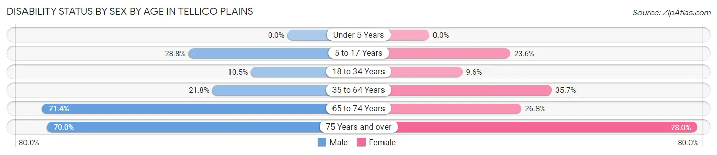 Disability Status by Sex by Age in Tellico Plains