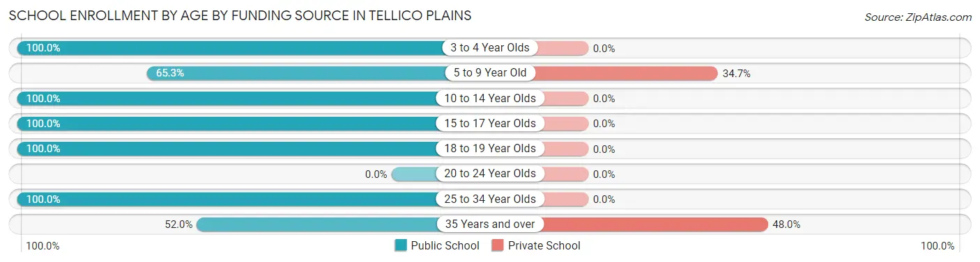School Enrollment by Age by Funding Source in Tellico Plains