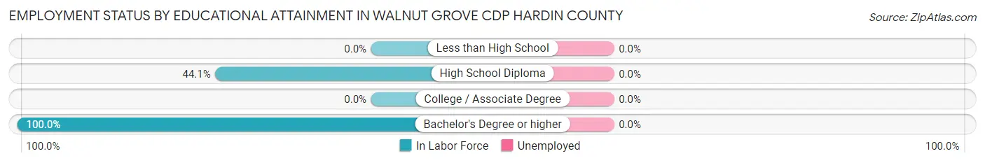 Employment Status by Educational Attainment in Walnut Grove CDP Hardin County
