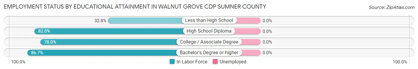 Employment Status by Educational Attainment in Walnut Grove CDP Sumner County