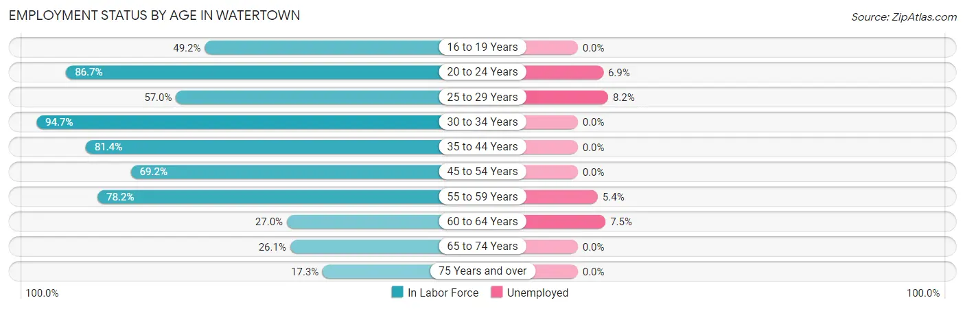 Employment Status by Age in Watertown