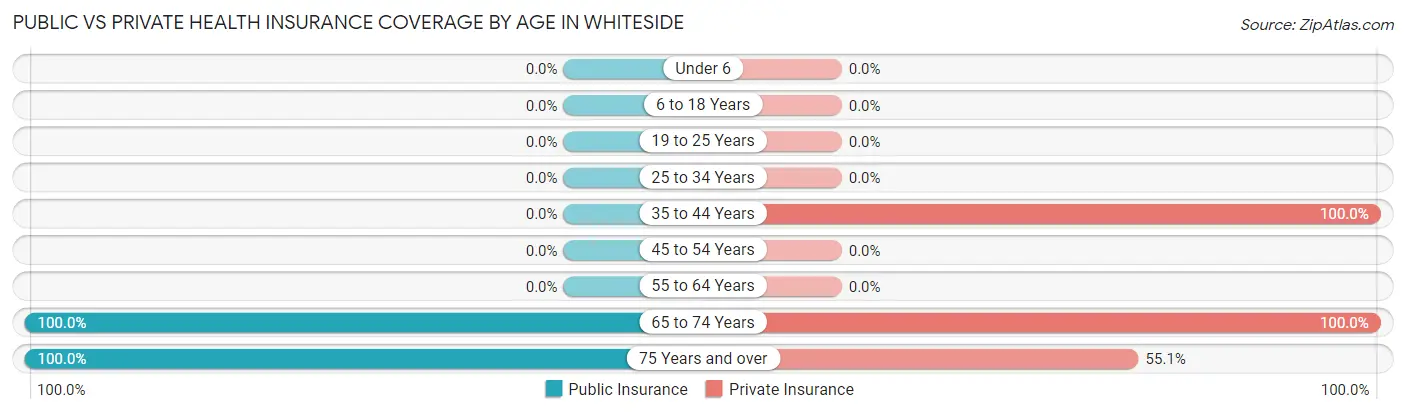 Public vs Private Health Insurance Coverage by Age in Whiteside