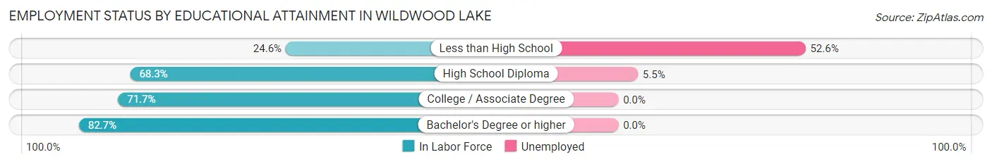 Employment Status by Educational Attainment in Wildwood Lake