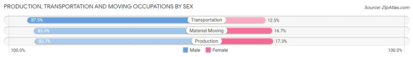 Production, Transportation and Moving Occupations by Sex in Woodland Mills