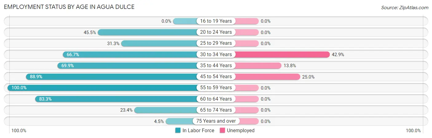 Employment Status by Age in Agua Dulce