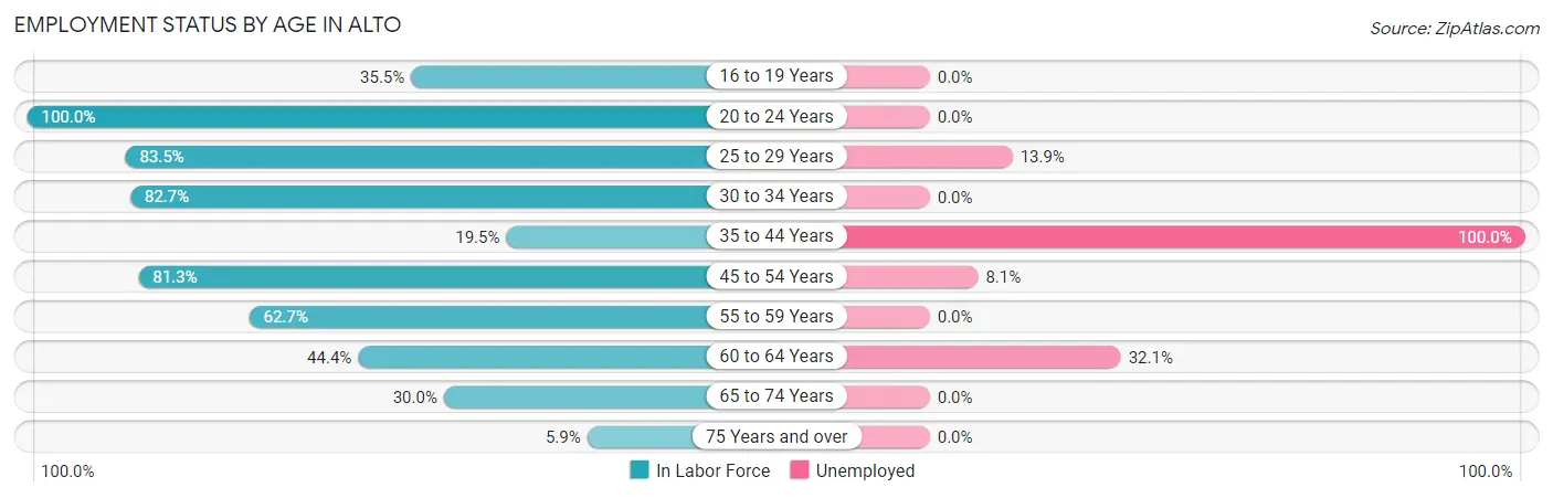Employment Status by Age in Alto