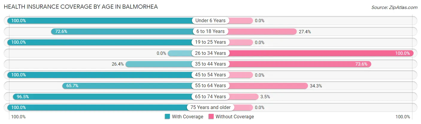 Health Insurance Coverage by Age in Balmorhea