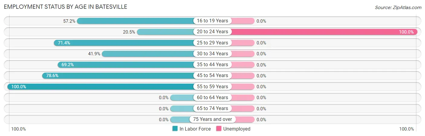 Employment Status by Age in Batesville