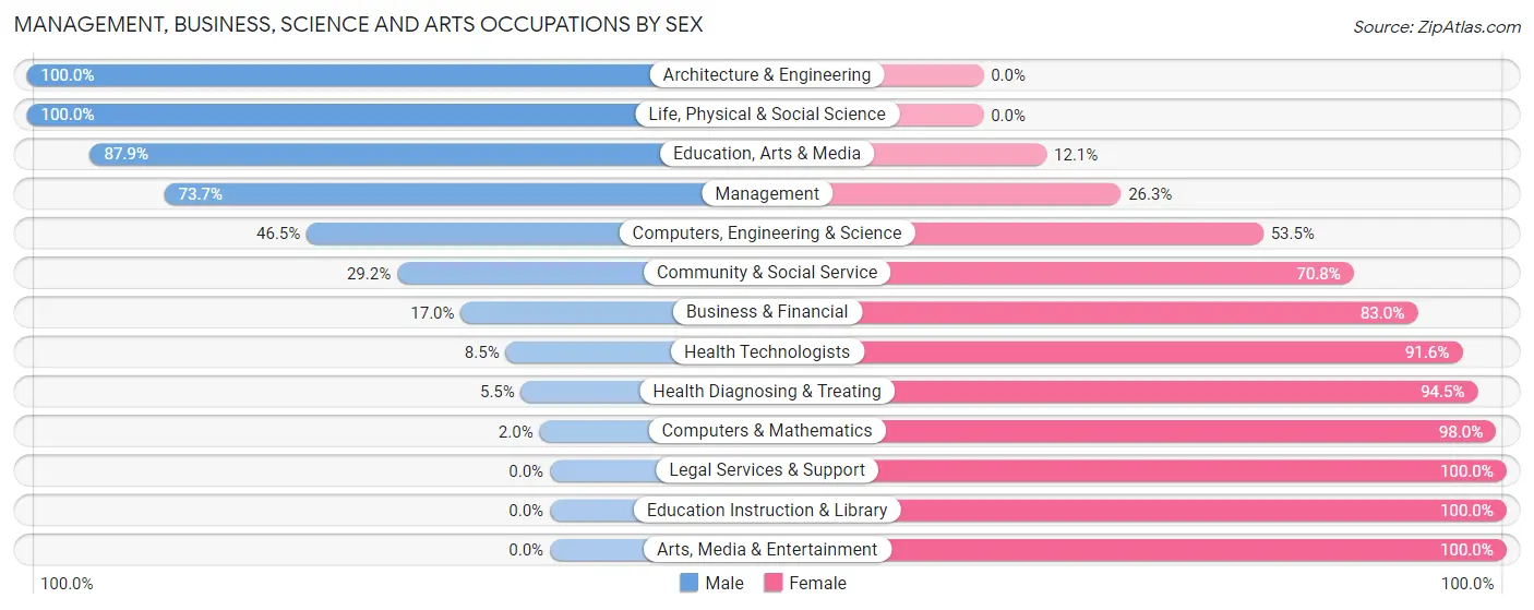 Management, Business, Science and Arts Occupations by Sex in Beach City