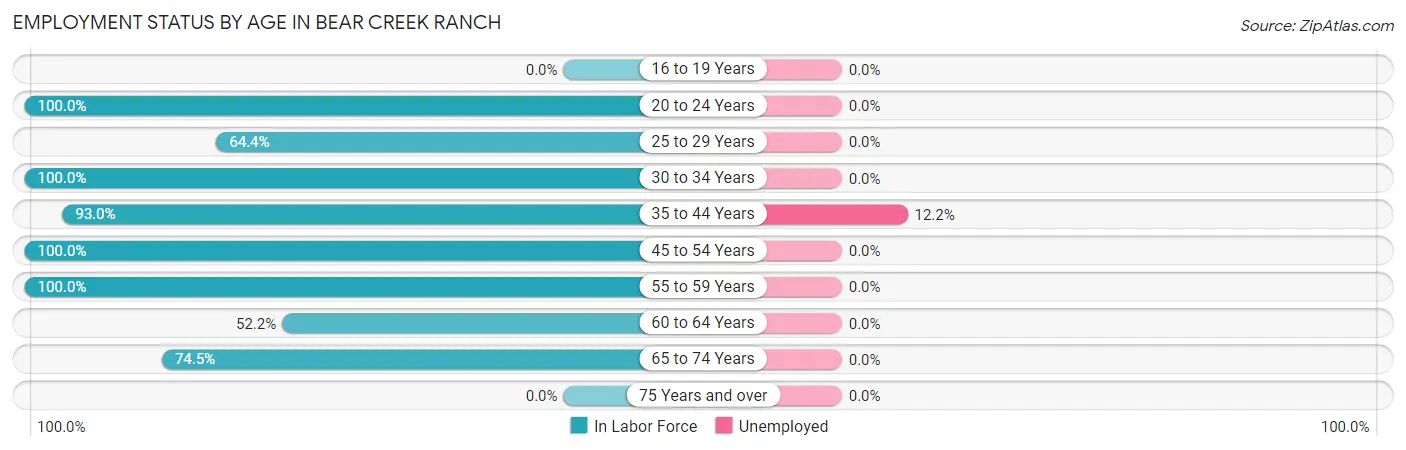 Employment Status by Age in Bear Creek Ranch