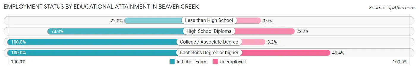 Employment Status by Educational Attainment in Beaver Creek
