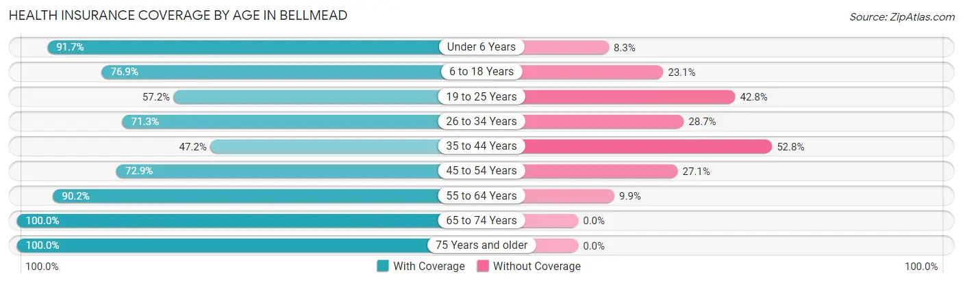 Health Insurance Coverage by Age in Bellmead