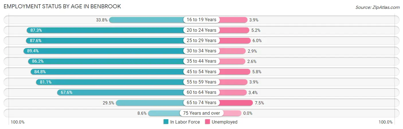 Employment Status by Age in Benbrook